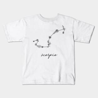 Scorpio Zodiac Wildflower Constellation Kids T-Shirt